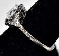 CZ Gemstone and Black Spinel Gemstone Ring in Sterling Silver