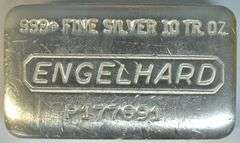 Vintage Engelhard .999 Fine Silver 10 Tory Oz bar. Unique Serial #