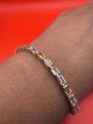 14K Yellow Gold Multi-Colored Sapphires Tennis Bracelet