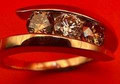 14K Rose Gold Champagne Diamond Ring of 1.05ct