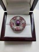 Very fine star ruby and sapphire set in silver ring
