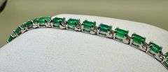14K White Gold Oval Cut Emerald Tennis Bracelet
