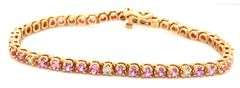 14kt Yellow gold pink sapphire and diamond tennis bracelet