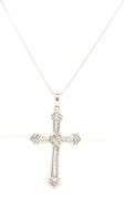 14kt White gold 0.25ctw channel set diamond cross pendant on chain