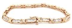 10kt Yellow gold 1.55ctw baguette diamond station bracelet