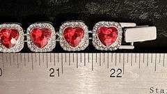 Beautiful 14 Kt 98.3 Grams White Gold Plated Simulated Ruby Diamond Tennis Necklace