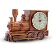 Collectors Wooden Locomotive Desk Clock