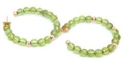 14kt Yellow gold Peridot and gold bead hoop earrings