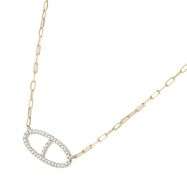 New 0.40ctw Diamond Open Gucci Style Sideway Pendant Necklace in 14K