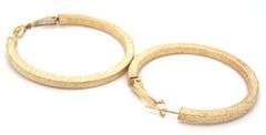 14kt Yellow gold textured hoop earrings
