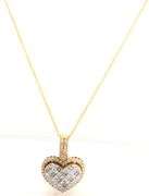 14kt Yellow gold Dadwani diamond heart shaped pendant on chain