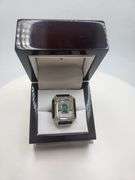 Extremely fine Victorian natural emerald, onyx and diamonds ring on silver
