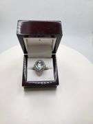 Extremely fine Victorian natural blue topaz and diamonds ring on silver