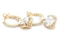 2.10ctw round brilliant cut Lab grown diamond in 0.16ctw huggie hoop
