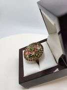 Extremely fine Victorian natural multi sapphire, diamonds ring on silver