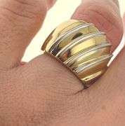 Italian 18KT Yellow Gold Wide Ribbed Ring