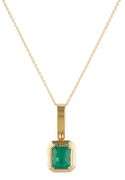 1.80ct Emerald Bezel Set Solitaire Pendant Necklace in 18K