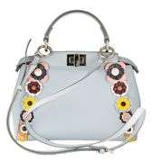 Fendi Light Blue Nappa Flowerland Mini Peekaboo Iconic Satchel