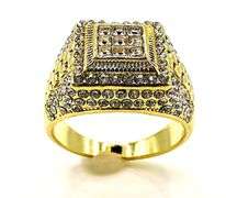 Men's 14 Kt  Yellow Gold Plate 6.85 Ct Lab Simulated Diamond Ring