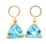 14kt Yellow gold Trillion topaz and diamond accent hoop charms