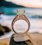 Sparkling 2.75 Ct Ambeer Ice Princess Cut Lab Simulated Diamond Ring