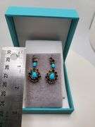 Extremely fine Victorian turquoise and diamonds with sapphire earrings