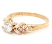14kt Yellow gold 0.29ct RBC in 0.15ctw RBC and Baguette diamond engagement ring