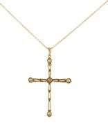 1.25ctw Tapered Baguette and Round Diamond Pendant Necklace in 18K
