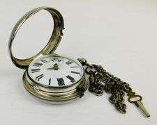 Early English Fusee Onion Pocket Watch & Key, Works