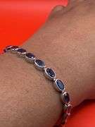 14K White Gold Oval Sapphires Tennis Bracelet