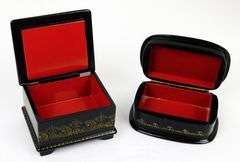 2 Vintage Handpainted Russian Boxes