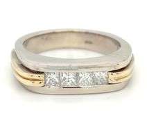 14kt White gold 0.65ctw princess cut two tone band