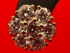 14K Yellow Gold Round Brilliant Cut Lab Diamond Earrings of 2.50ct