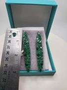 Very high quality hand made emerald and diamonds on silver earrings