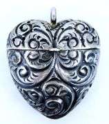 Antique Sterling Silver Heart Vinaigrette Scent Box