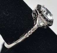 CZ Gemstone and Black Spinel Gemstone Ring in Sterling Silver