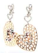 18kt Yellow gold 0.50ctw multi heart drop diamond earrings
