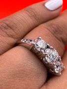 14K White Gold Three -Stone Diamond Ring of 1.50ct