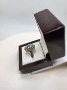 Extremely fine Victorian natural blue topaz and diamonds ring on silver