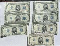 Seven Clean $5 1934 Silver Certificates