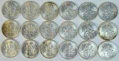 Partial Gem BU roll of 18 1946 Roosevelt Dimes.