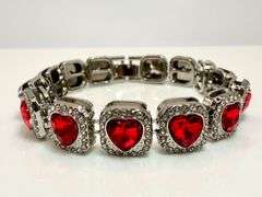 Dazzling 14 Kt 37 Grams White Gold Plated Simulated Ruby Diamond Tennis Bracelet