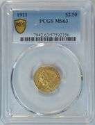 Better Date Choice BU 1911 $2.50 Indian Gold Piece. PCGS MS63
