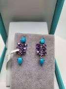 Extremely fine Victorian turquoise and diamonds with sapphire earrings
