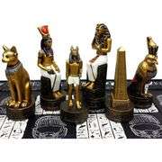 Hand-Painted Egyptian Anubis Chess Set