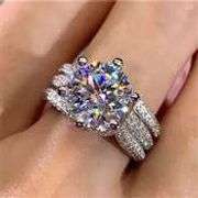 Huge 14 K White Gold Plate 5 Ct Sparkling Ice White Lab Simulated Diamond Ring