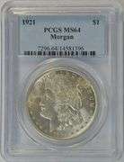 Virtual Gem BU 1921 Morgan Silver Dollar. PCGS MS64