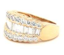 14kt Yellow gold 1.75ctw RBC and Baguette 3 row diamond band
