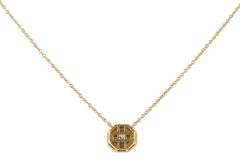 New 0.40ct Round Diamond Bezel Set Octagonal Shaped Pendant Necklace in 14K