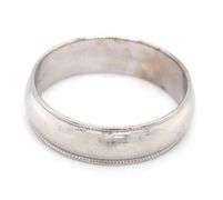 14kt White gold 6mm band with Milgraining